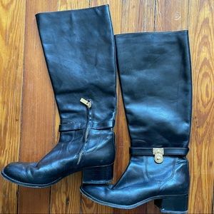 Michael Kors Black Leather Riding Boots 8
